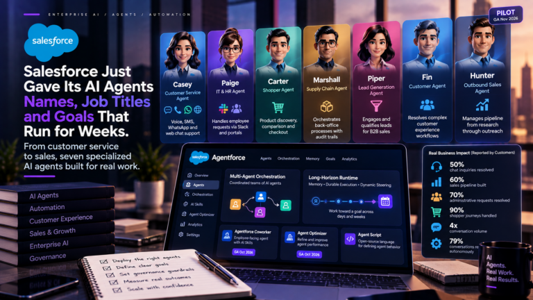Salesforce Just Gave Its AI Agents Names, Job Titles and Goals That Run for Weeks