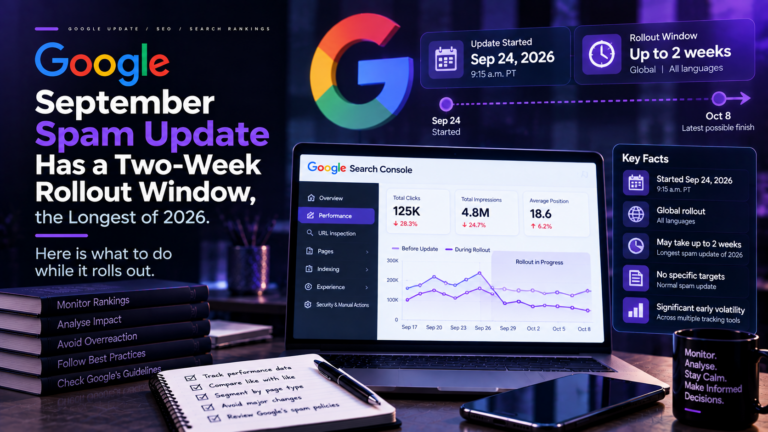 Google’s September Spam Update Has a Two-Week Rollout Window, the Longest of 2026. Here Is What to Do While It Rolls Out.