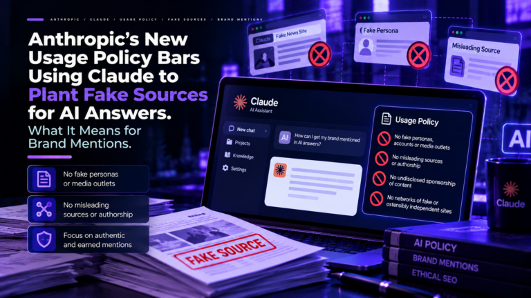 Anthropic’s New Usage Policy Bars Using Claude to Plant Fake Sources for AI Answers. What It Means for Brand Mentions.