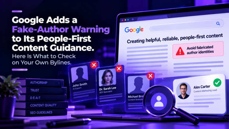 Google Adds a Fake-Author Warning to Its People-First Content Guidance. Here Is What to Check on Your Own Bylines.