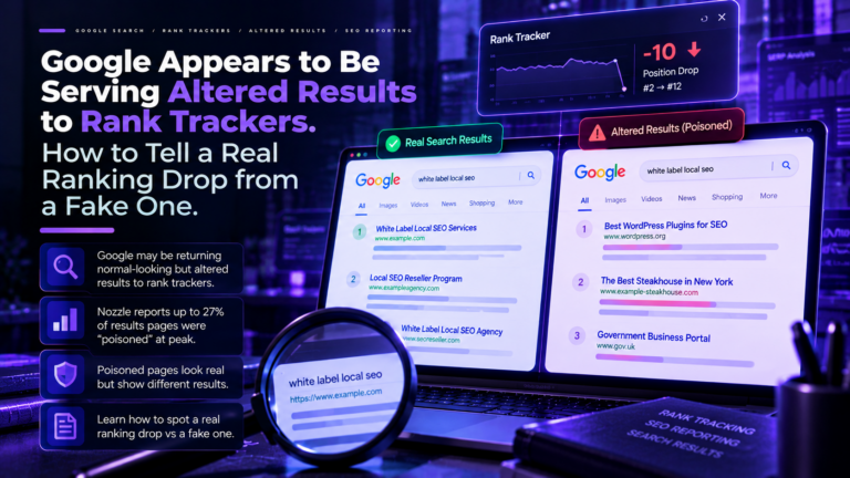 Google Appears to Be Serving Altered Results to Rank Trackers. How to Tell a Real Ranking Drop from a Fake One.